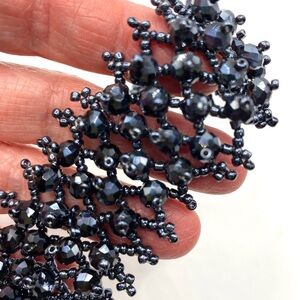 Seed Bead Wide Mesh Bracelet Artisan Crafted